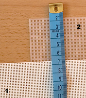 Plastov kanava, slo 1 - hustota 14 tedy 5,5 kk na 1 cm, slo 2 - 3 kky na 1 cm